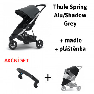 Kočárek Thule Spring Aluminum / Shadow Grey + madlo + pláštěnka