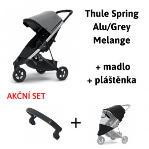 Kočárek Thule Spring Aluminum / Grey Melange + madlo + pláštěnka