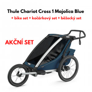 Thule Chariot Cross 1 Majolica Blue + bike set + kočárkový set + běžecký set