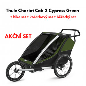 Thule Chariot Cab 2 Cypress Green 2021 + bike set + kočárkový set + běžecký set