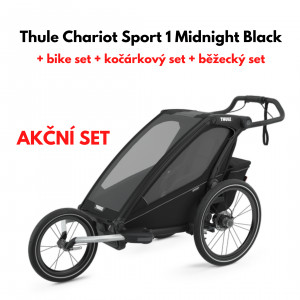 Thule Chariot Sport 1 Midnight Black + bike set + kočárkový set + běžecký set